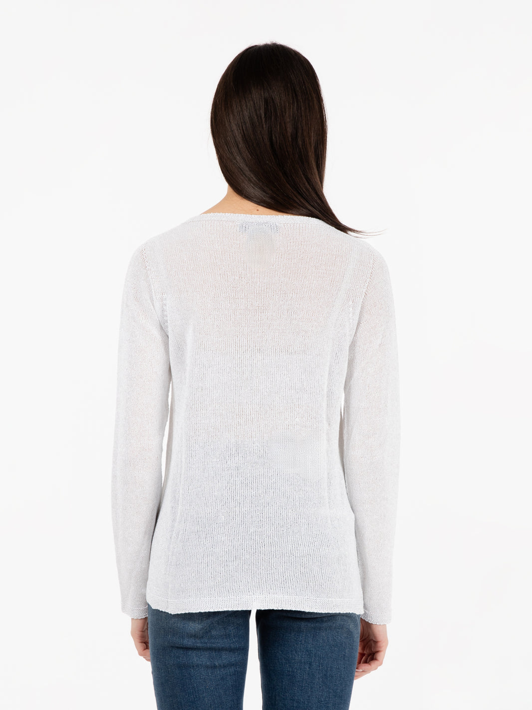 Maglia girocollo filo lurex bianco