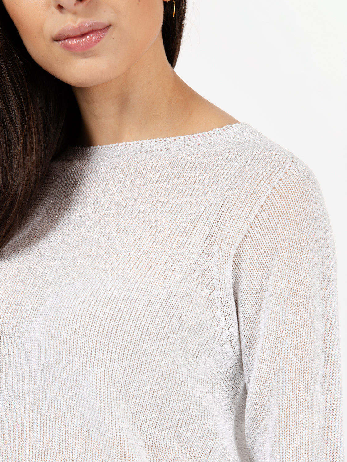 Maglia girocollo filo lurex bianco
