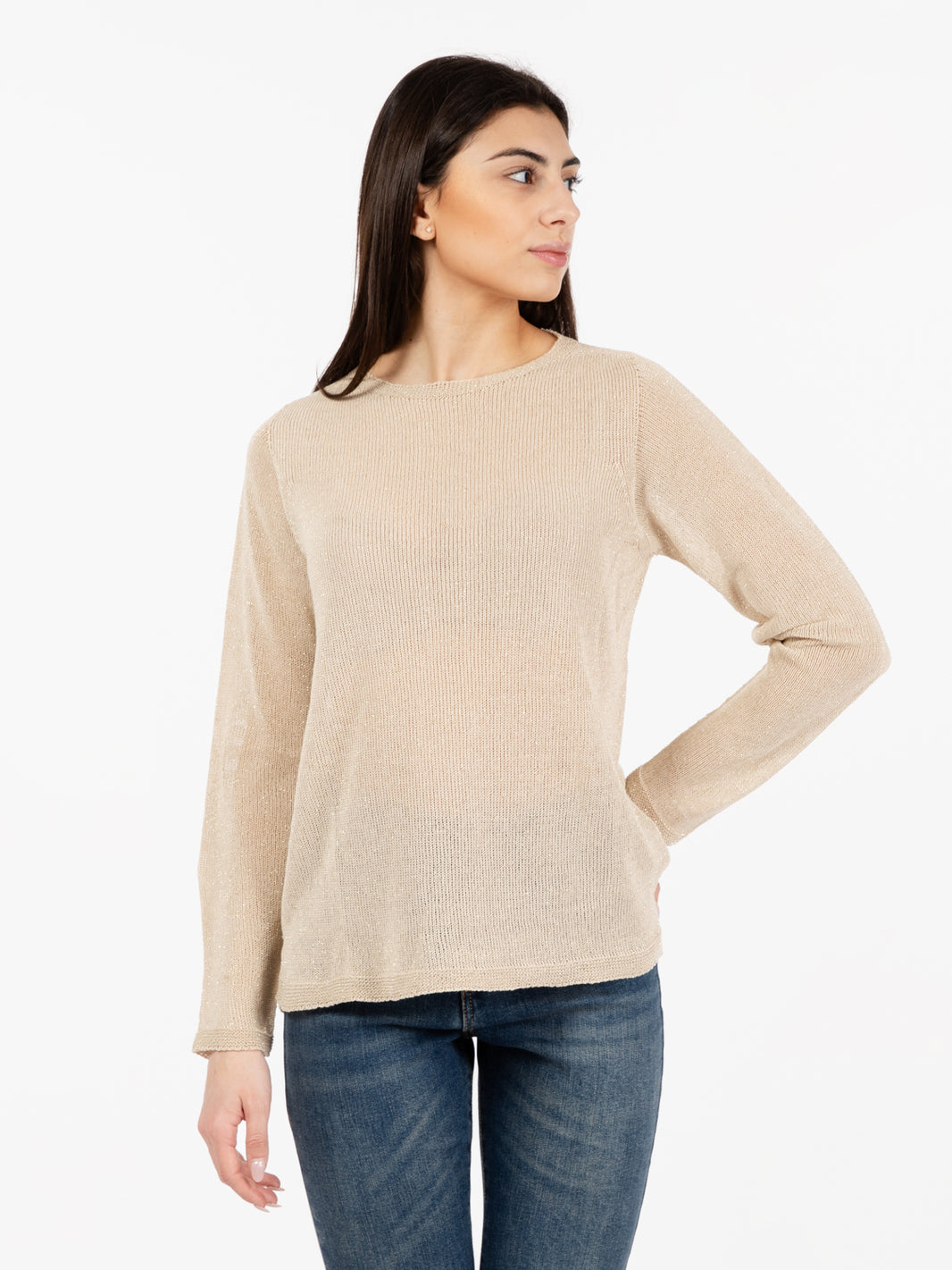 Maglia girocollo filo lurex oro
