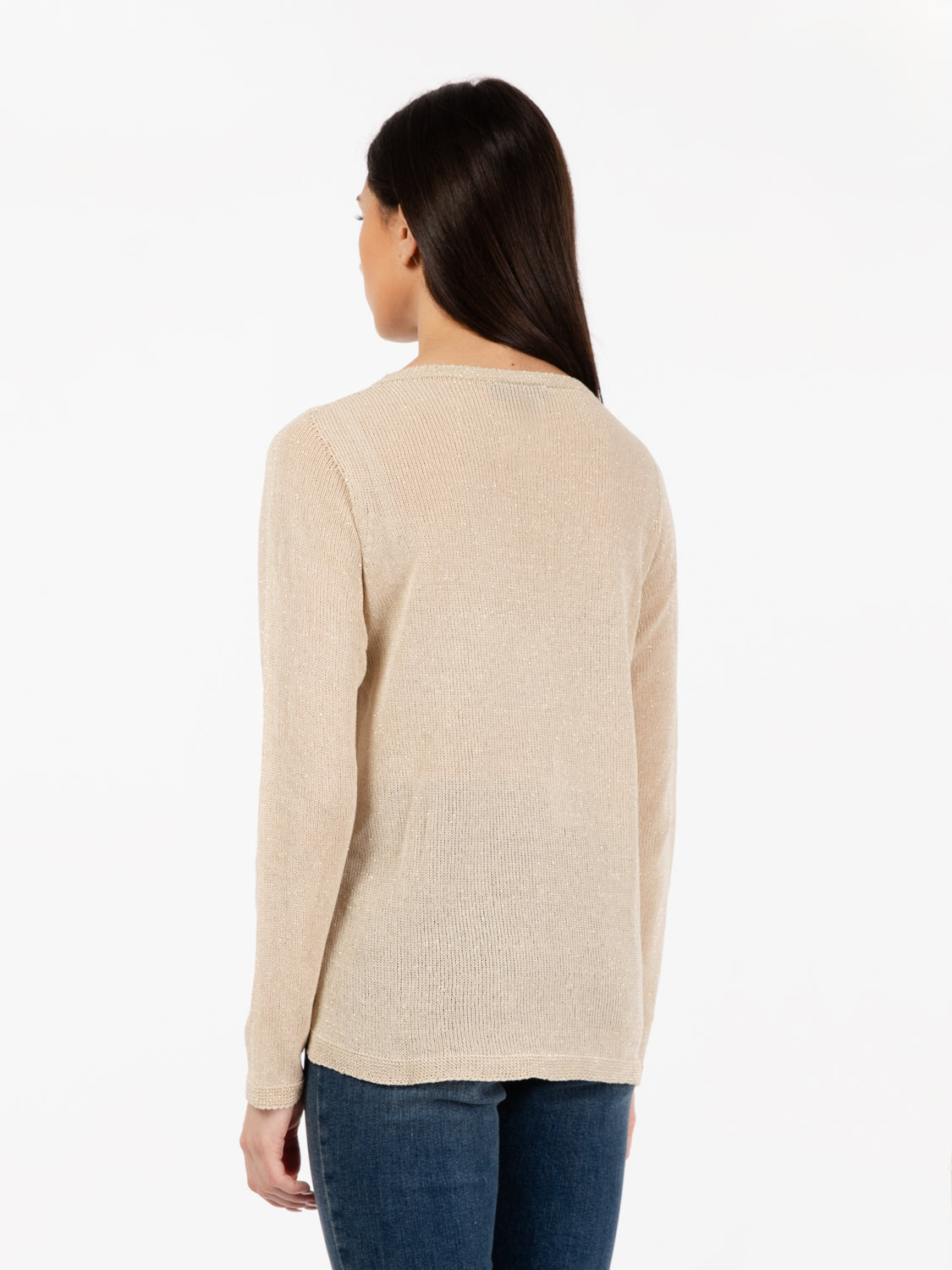 Maglia girocollo filo lurex oro