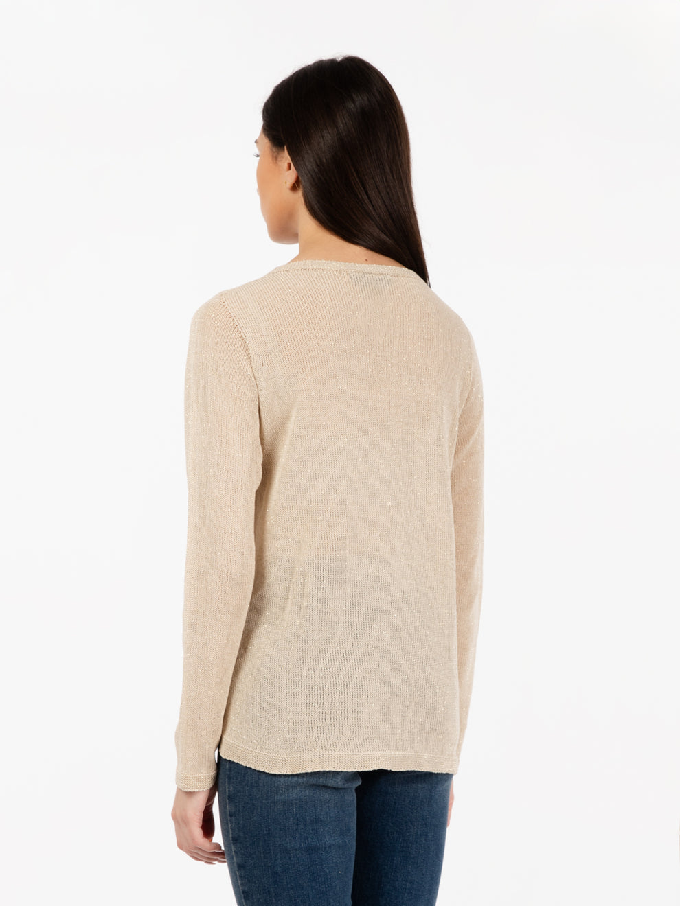 Maglia girocollo filo lurex oro