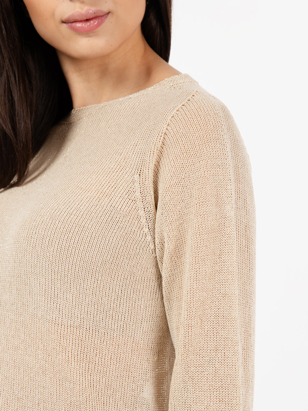 Maglia girocollo filo lurex oro