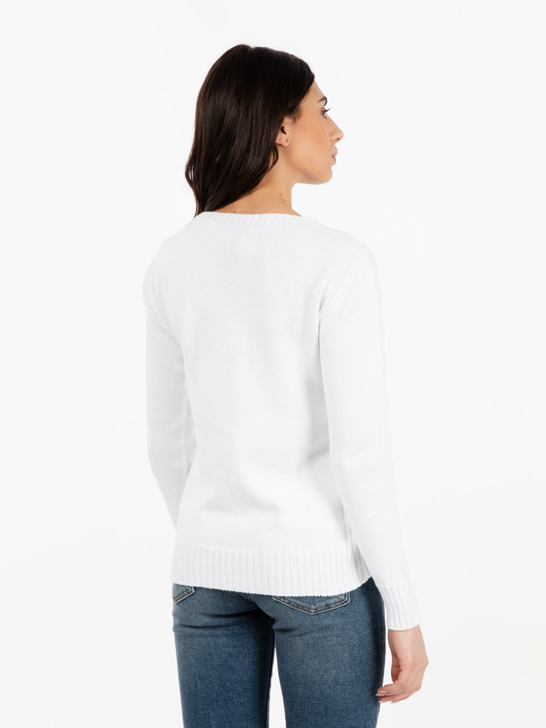 Maglia girocollo in cotone bianco