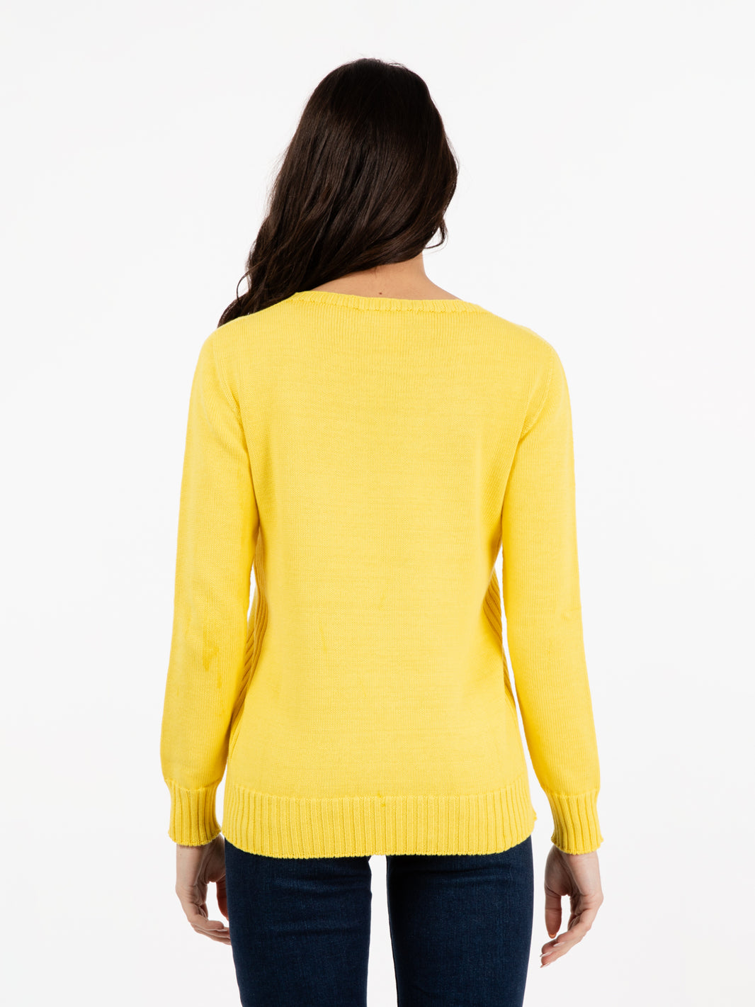 Maglia girocollo in cotone giallo