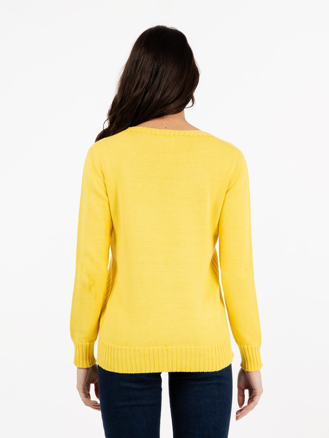 Maglia girocollo in cotone giallo