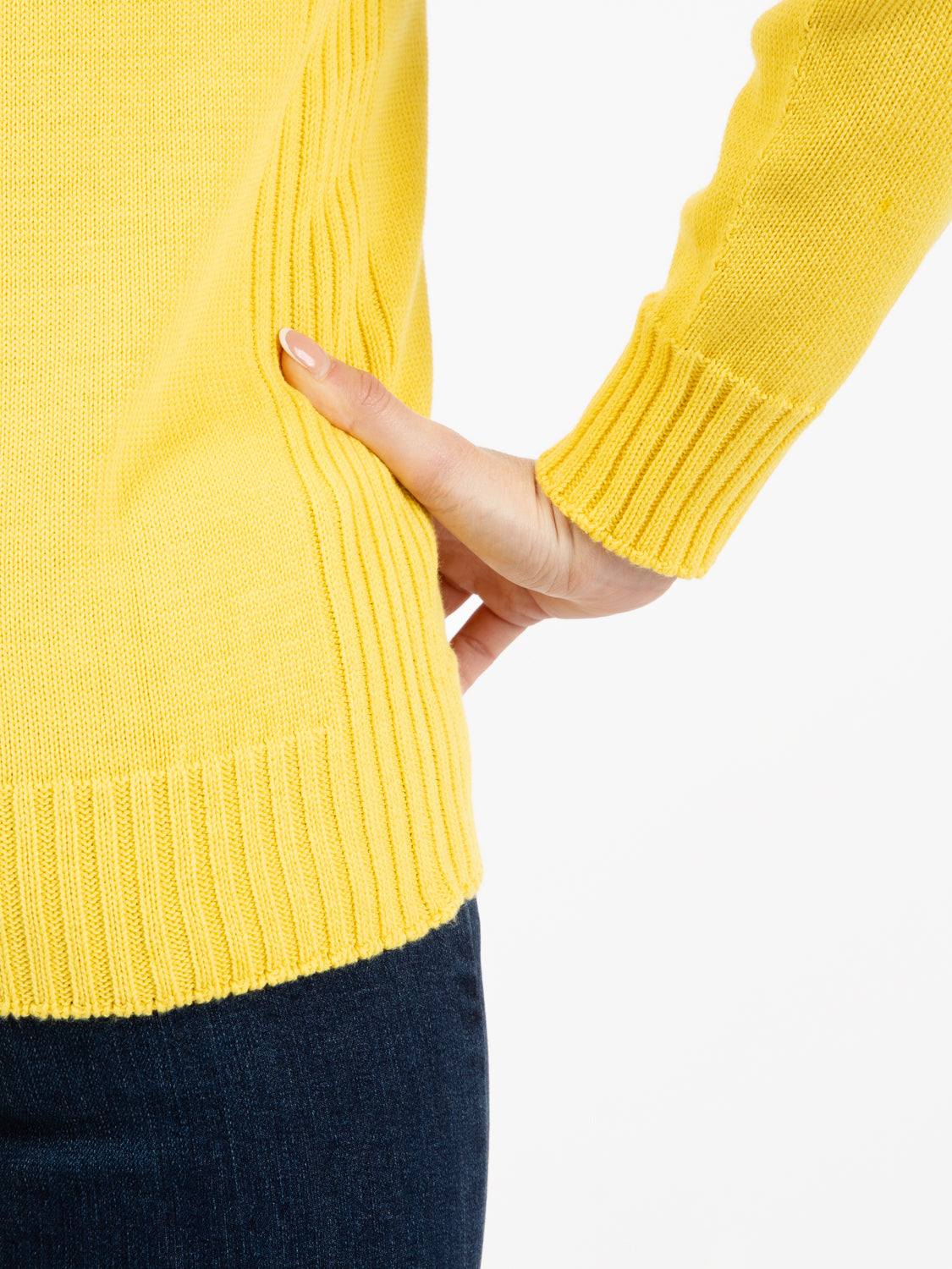 Maglia girocollo in cotone giallo