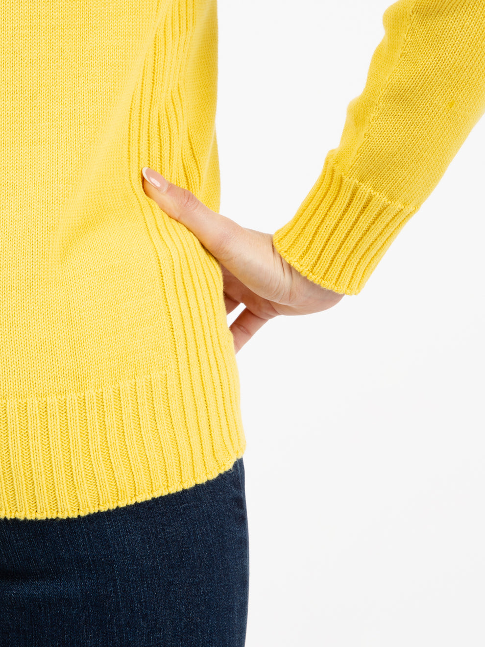 Maglia girocollo in cotone giallo