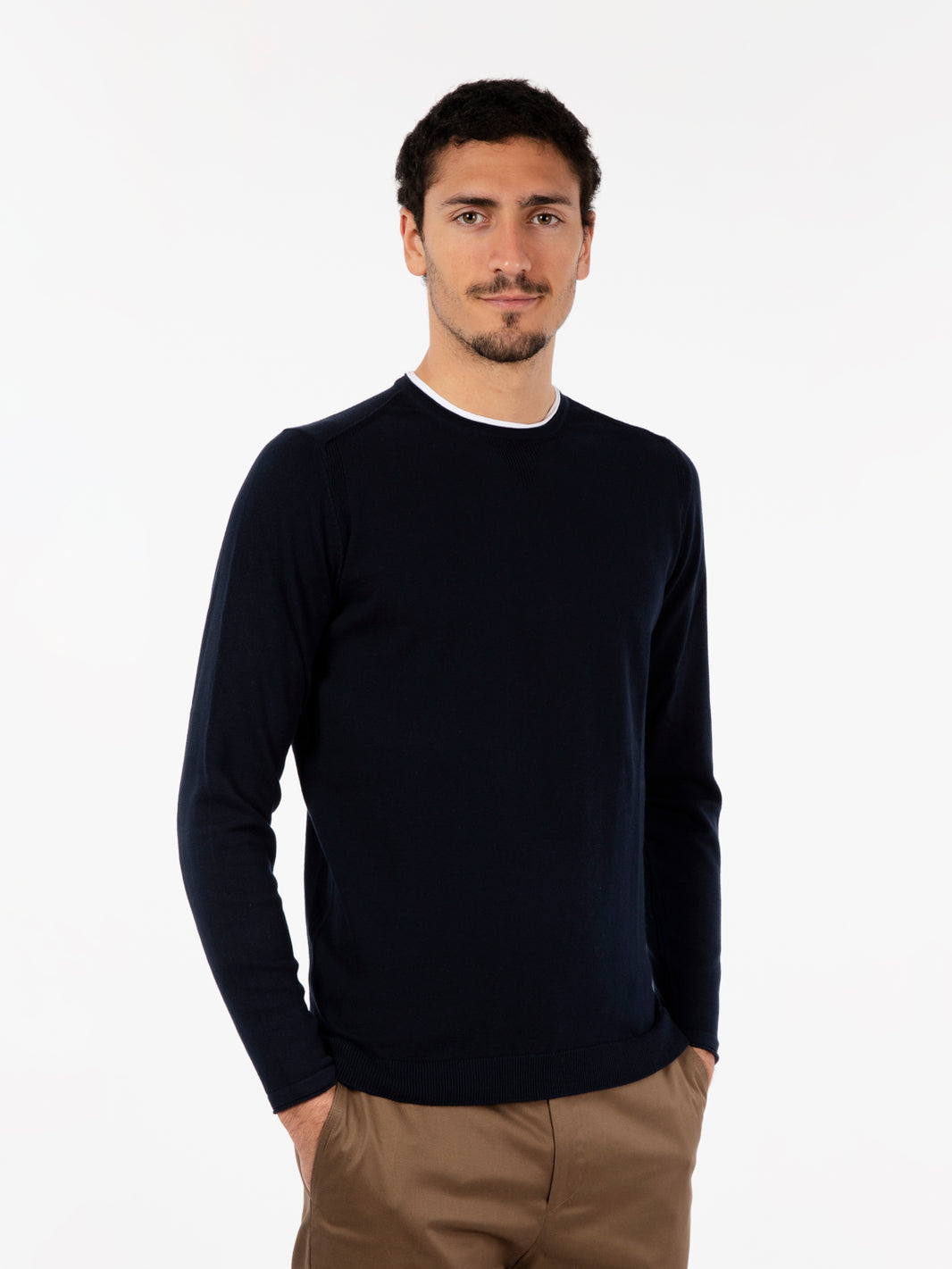 Maglia girocollo in cotone navy