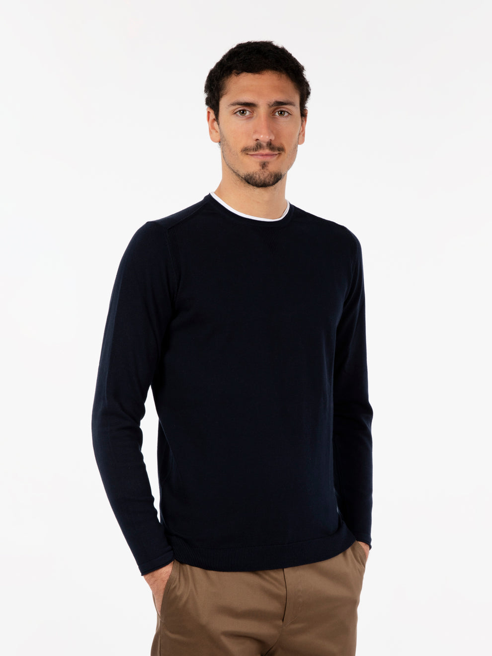 Maglia girocollo in cotone navy