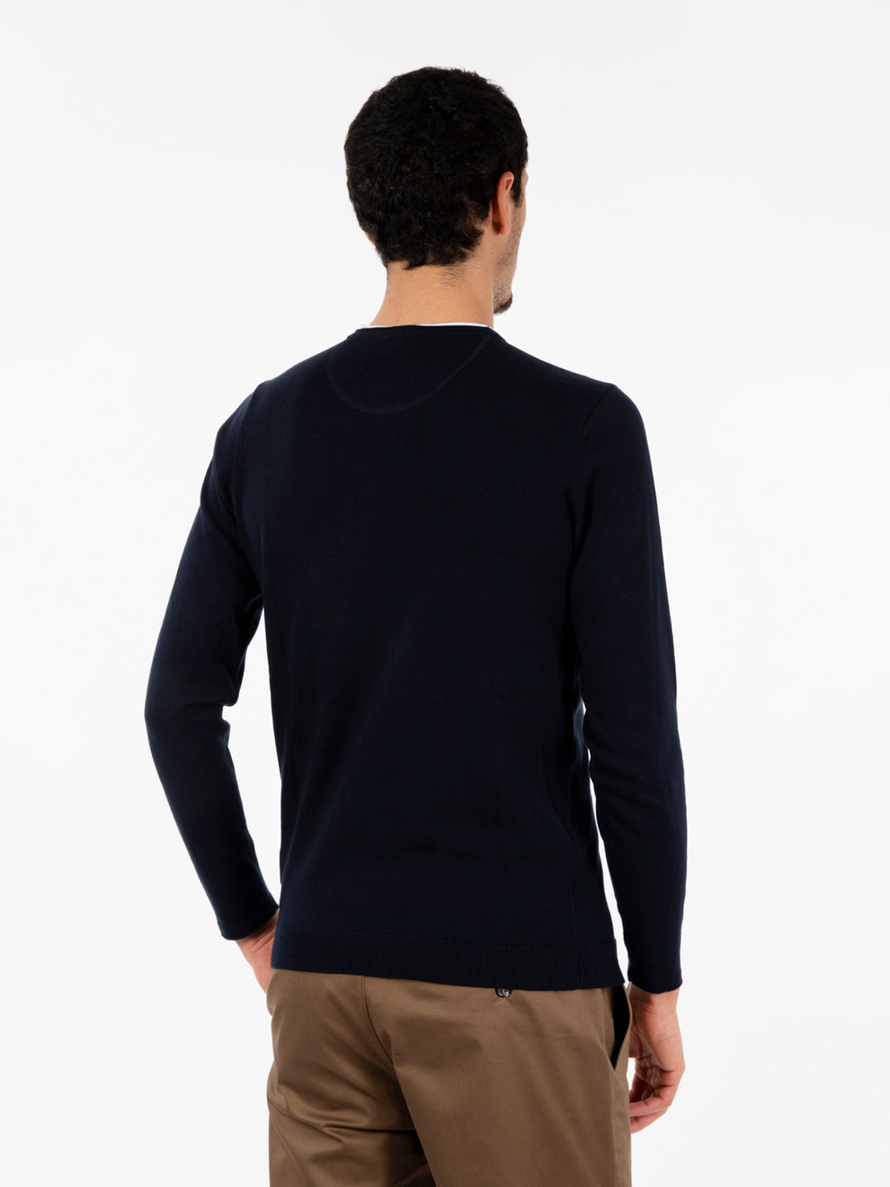 Maglia girocollo in cotone navy