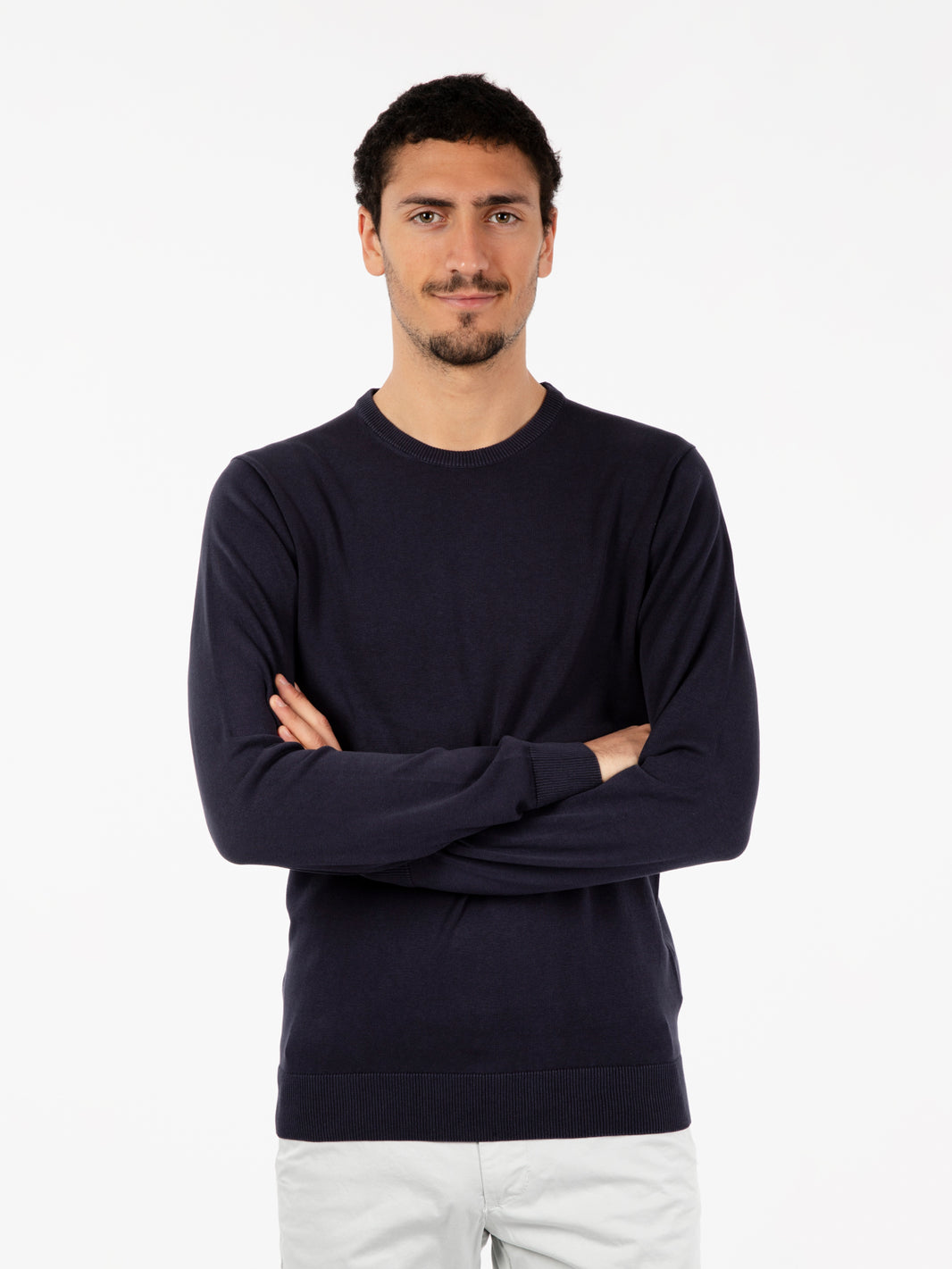Maglia girocollo in cotone navy
