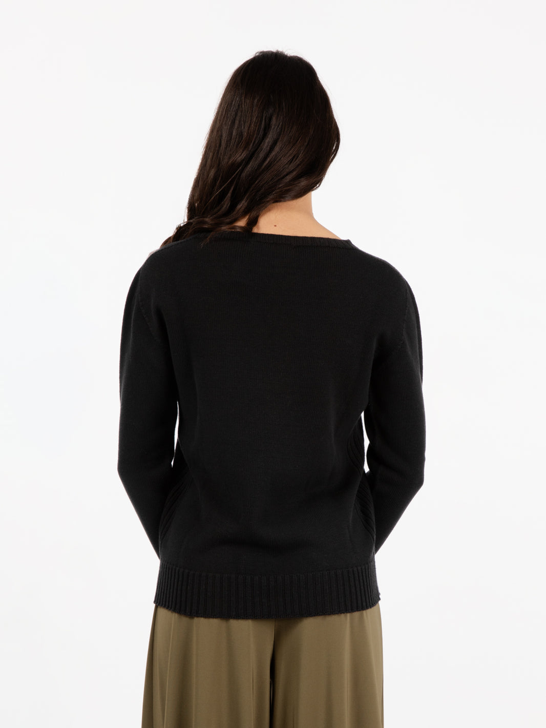 Maglia girocollo in cotone nero