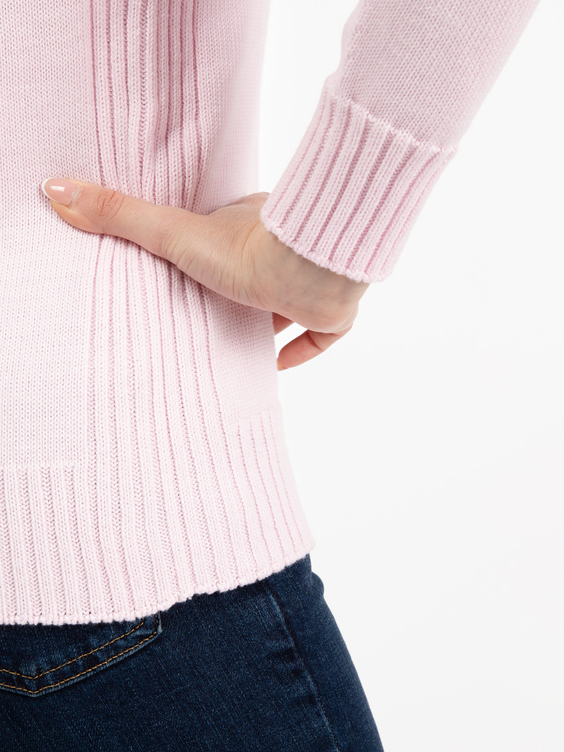 Maglia girocollo in cotone rosa