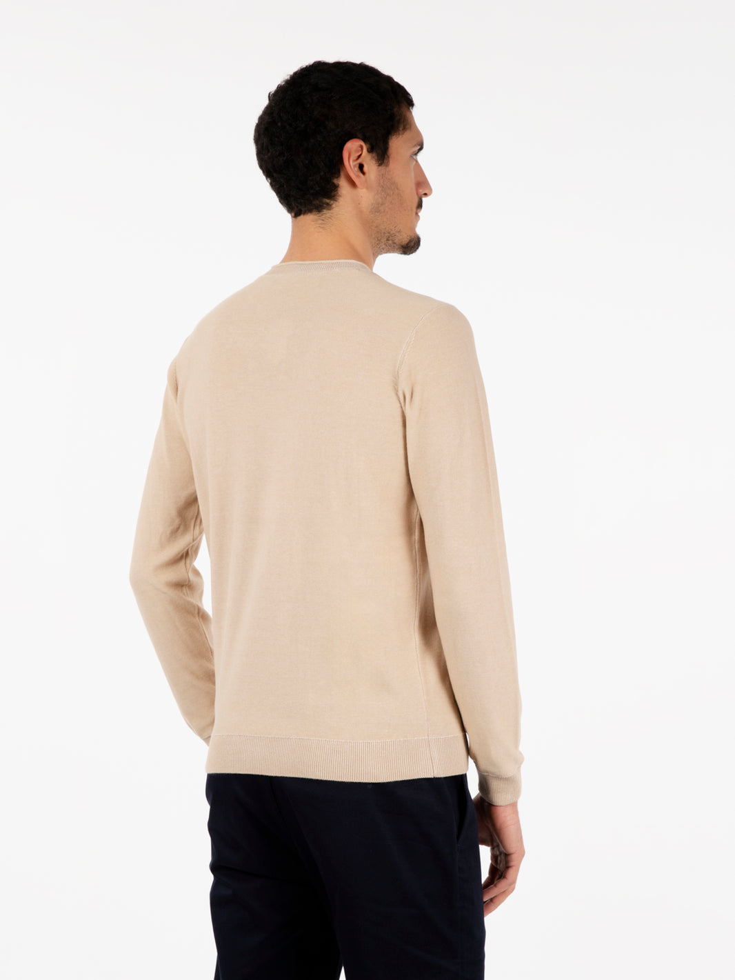 Maglia girocollo in cotone vanisè beige