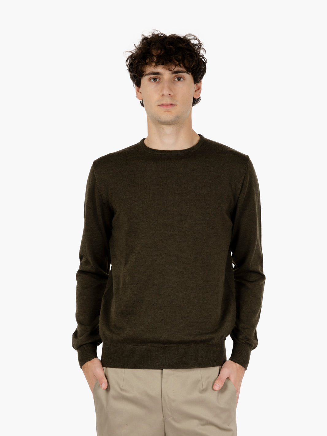 Maglia girocollo in lana militare