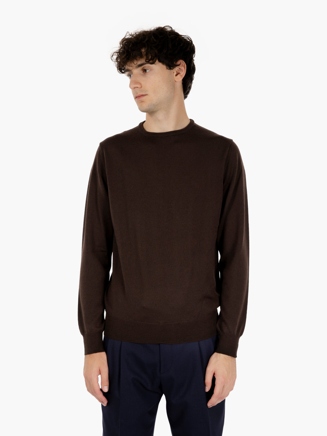 Maglia girocollo in lana moro