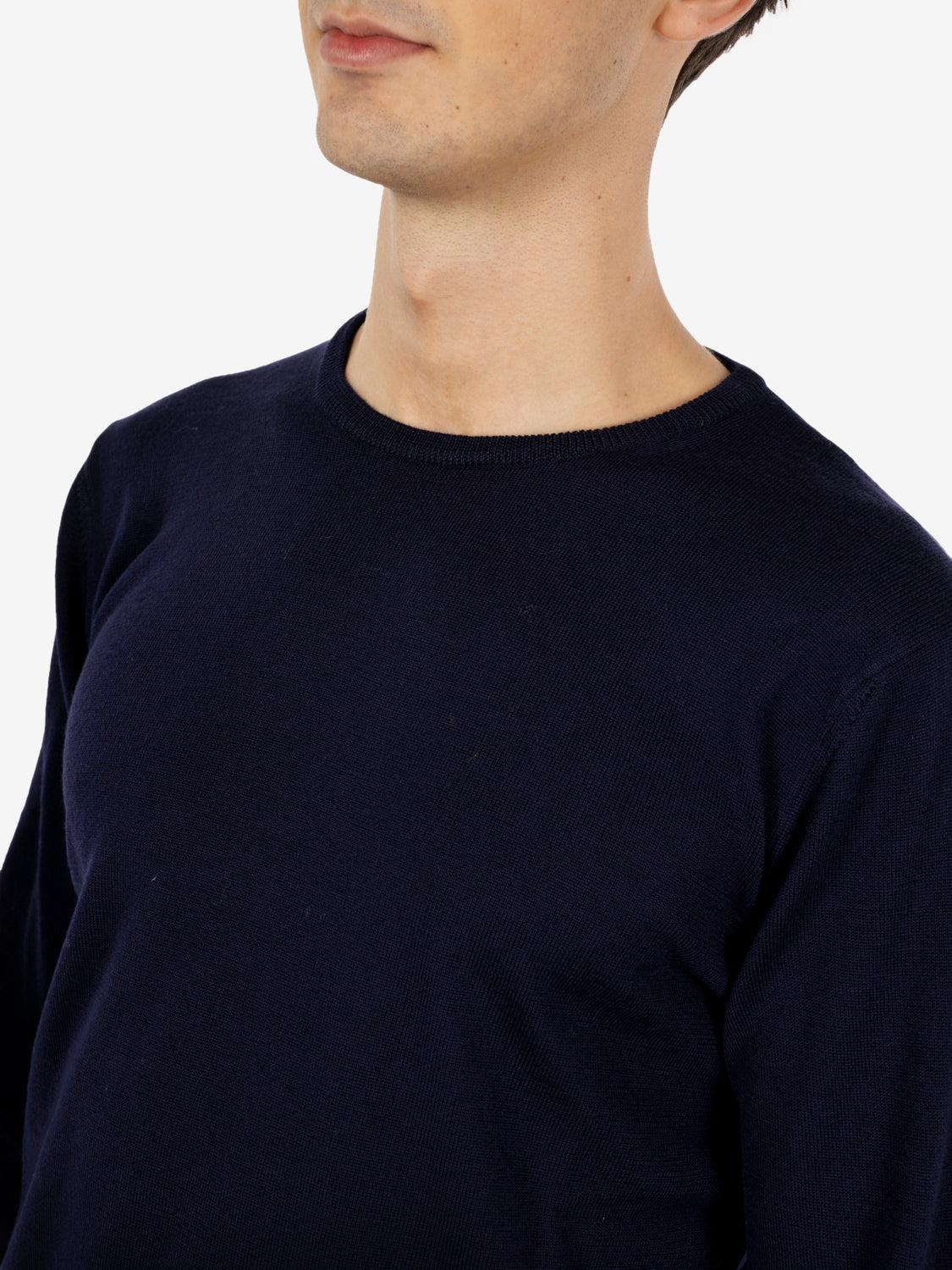 Navy wool crew neck sweater