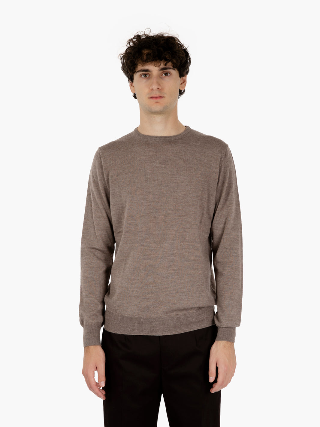 Maglia girocollo in lana noce