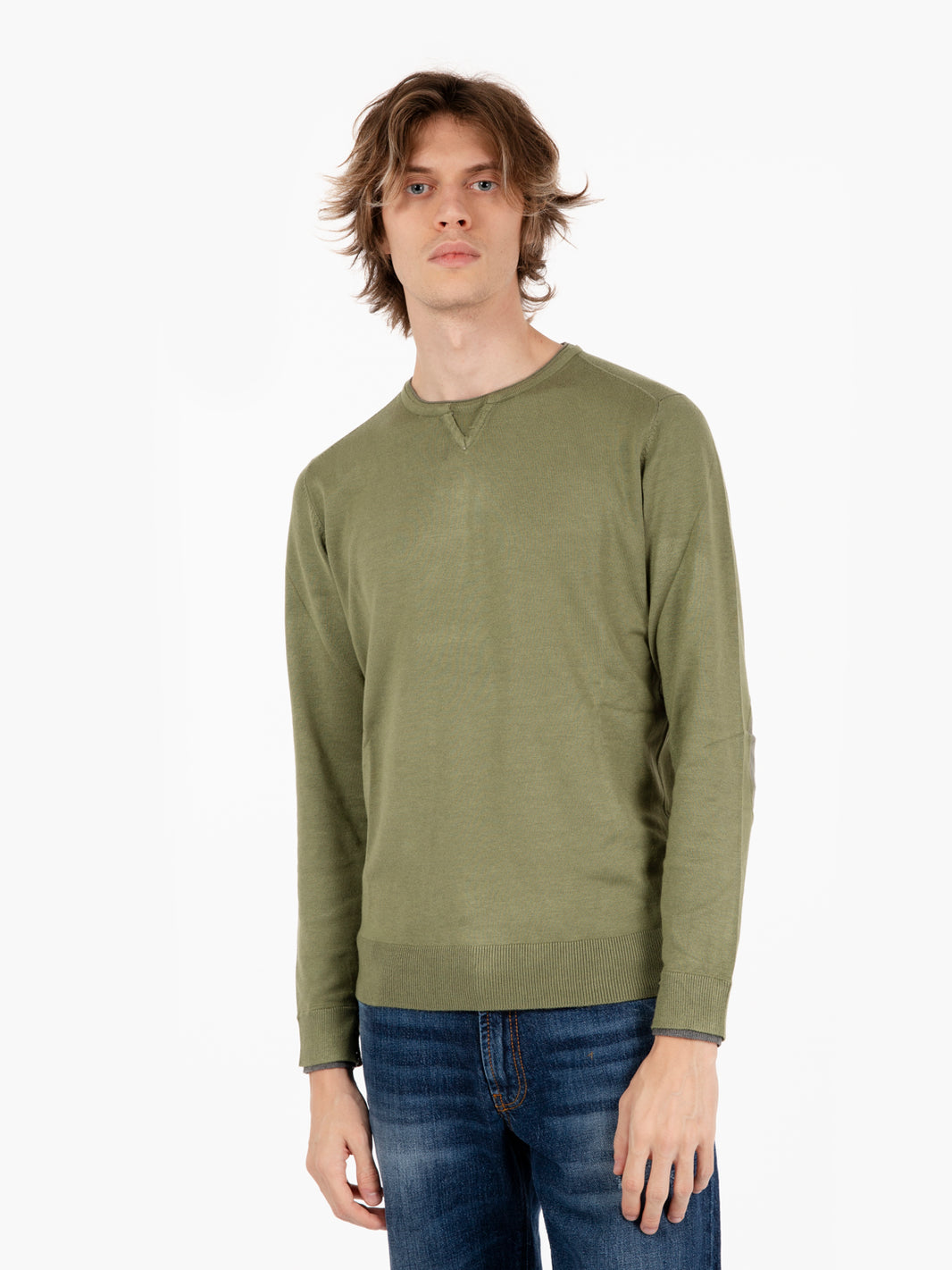 Maglia girocollo in viscosa felce