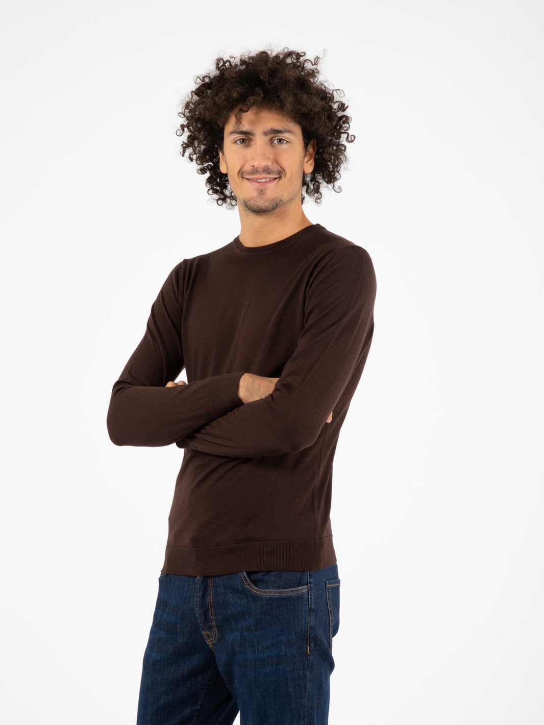 Maglia girocollo lana merino moro