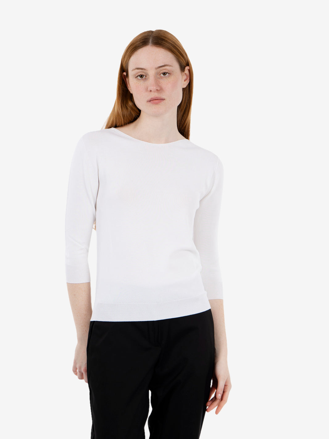 Maglia girocollo manica 3/4 bianco