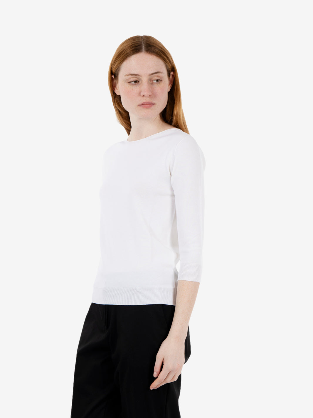 Maglia girocollo manica 3/4 bianco