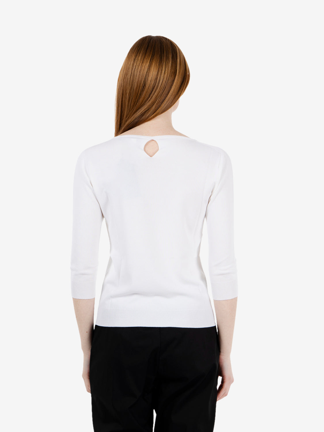 Maglia girocollo manica 3/4 bianco