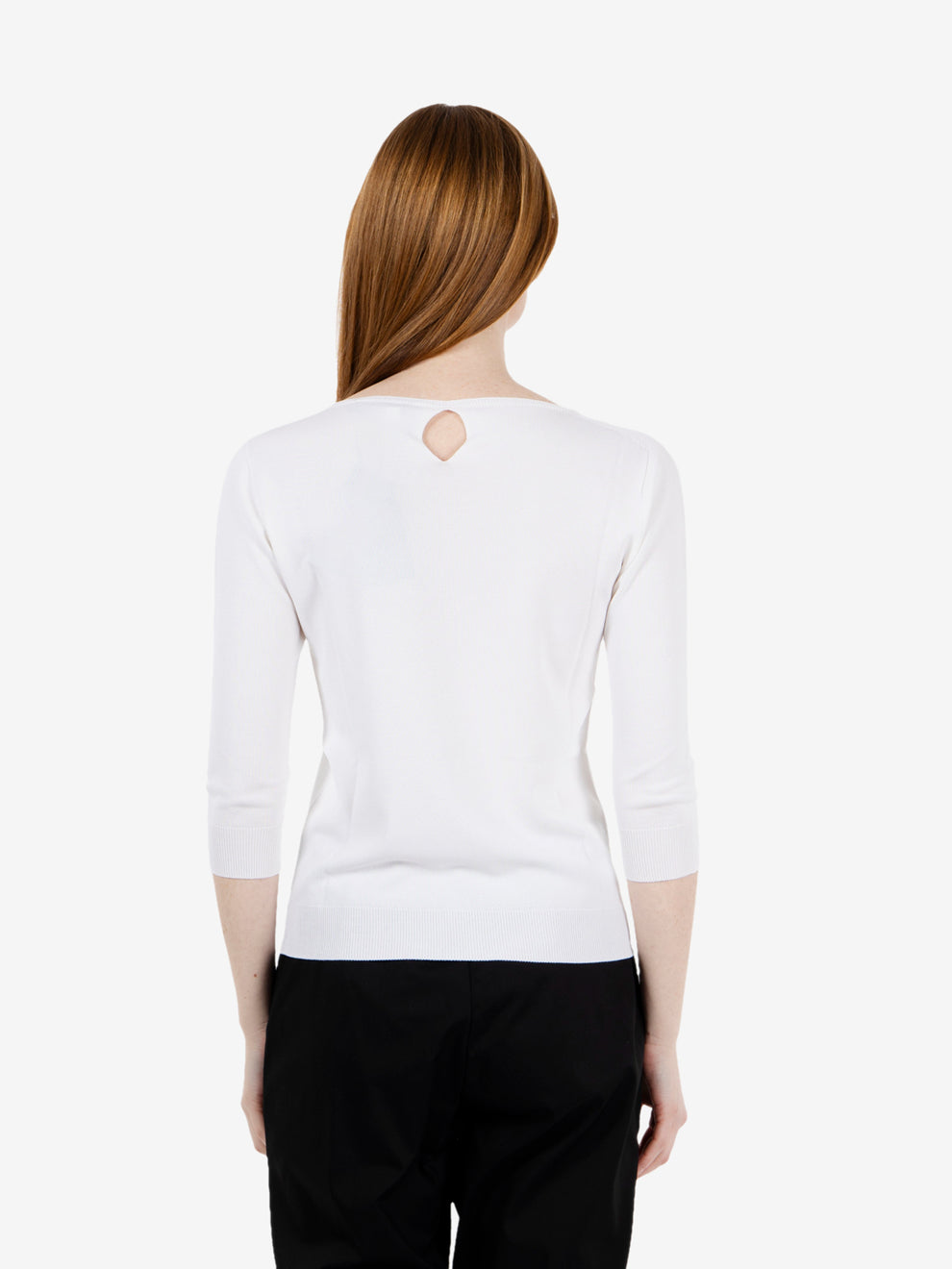 Maglia girocollo manica 3/4 bianco