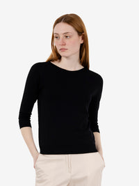 Maglia girocollo manica 3/4 nero