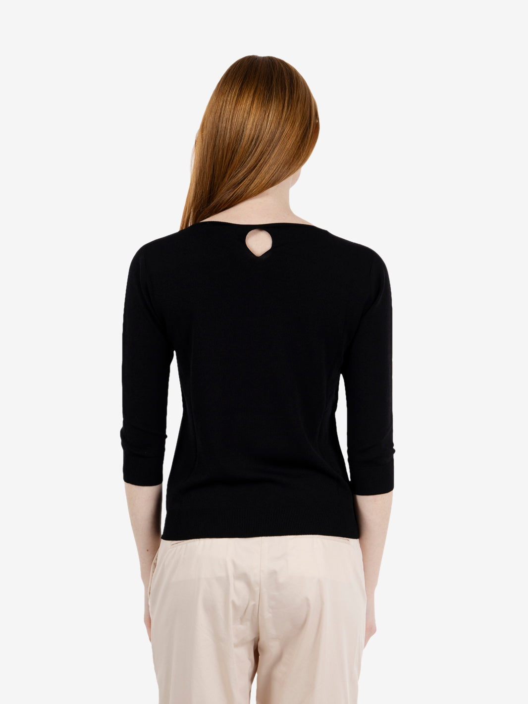 Maglia girocollo manica 3/4 nero