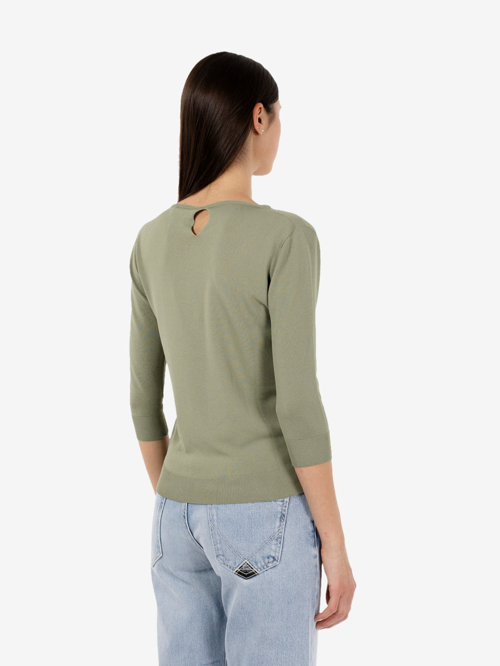 Maglia girocollo manica 3/4 verde