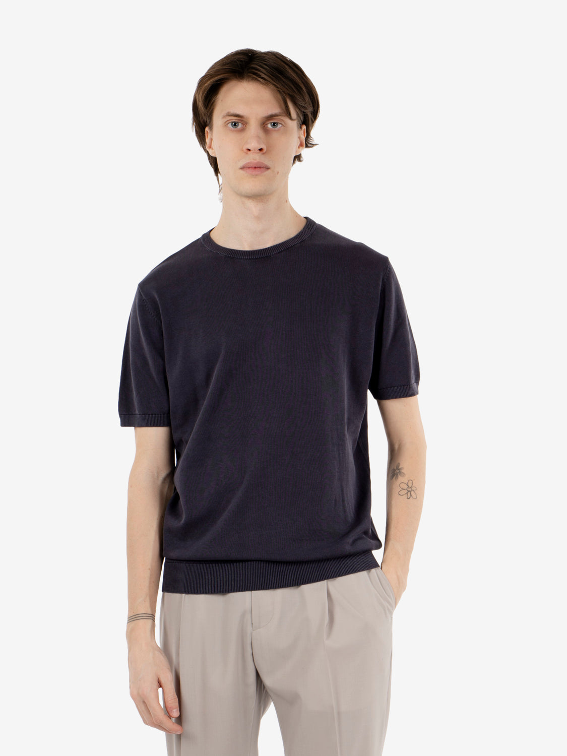 Maglia girocollo manica corta navy