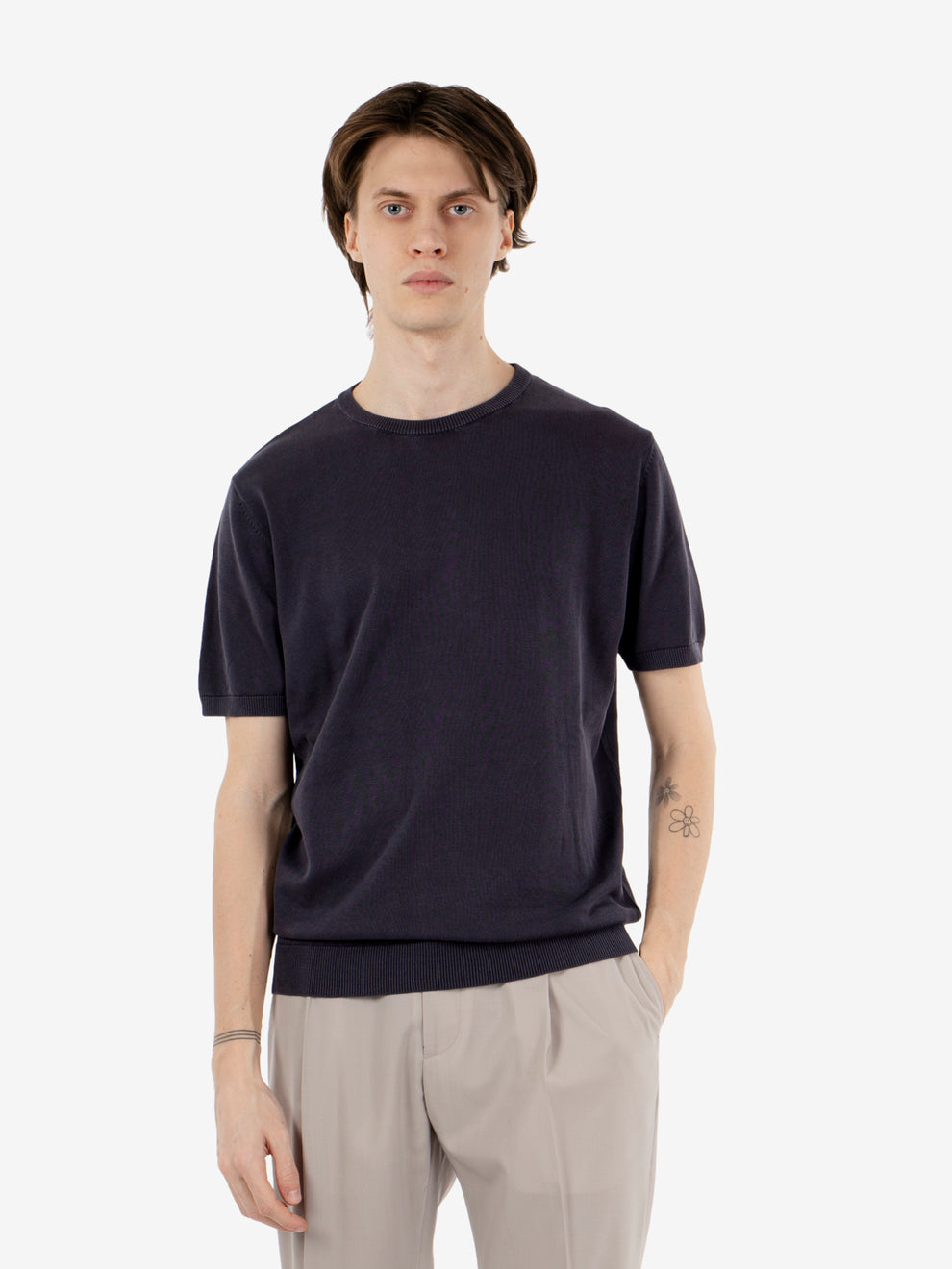 Maglia girocollo manica corta navy