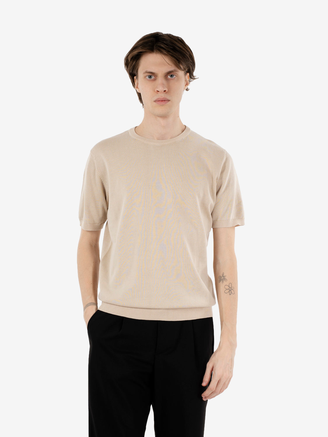 Maglia girocollo manica corta panama