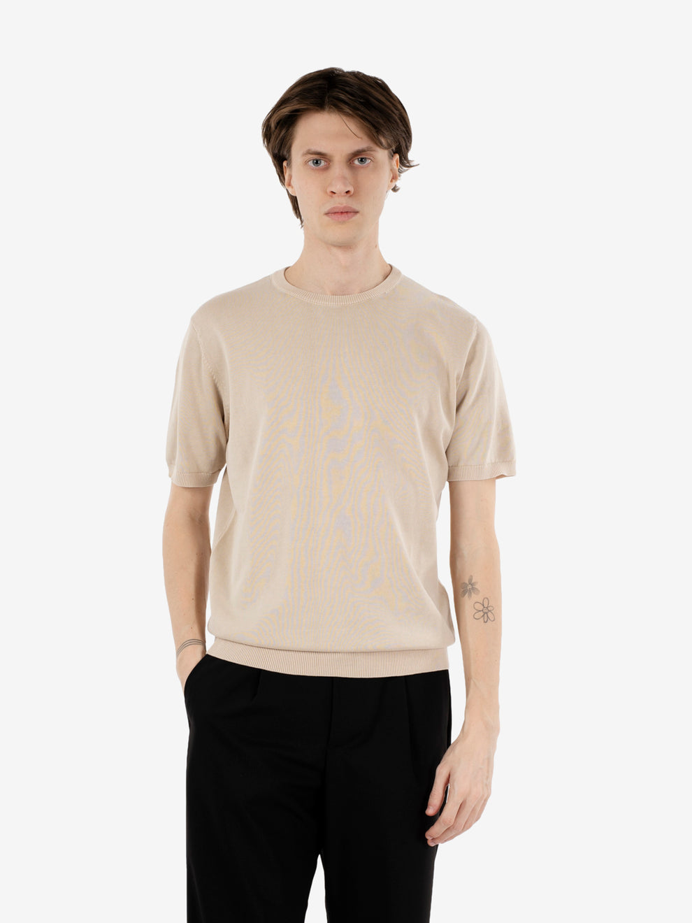 Maglia girocollo manica corta panama