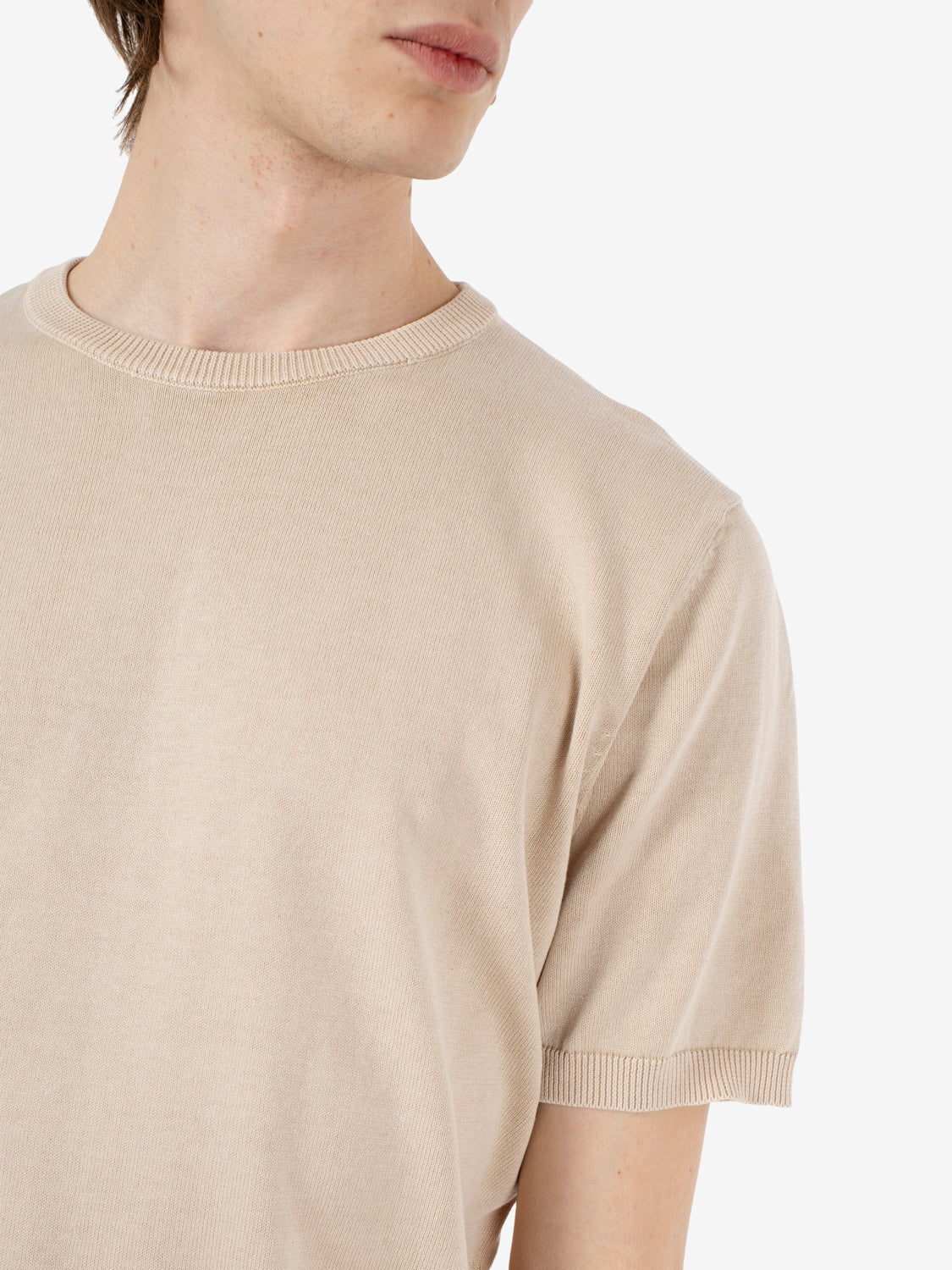 Maglia girocollo manica corta panama