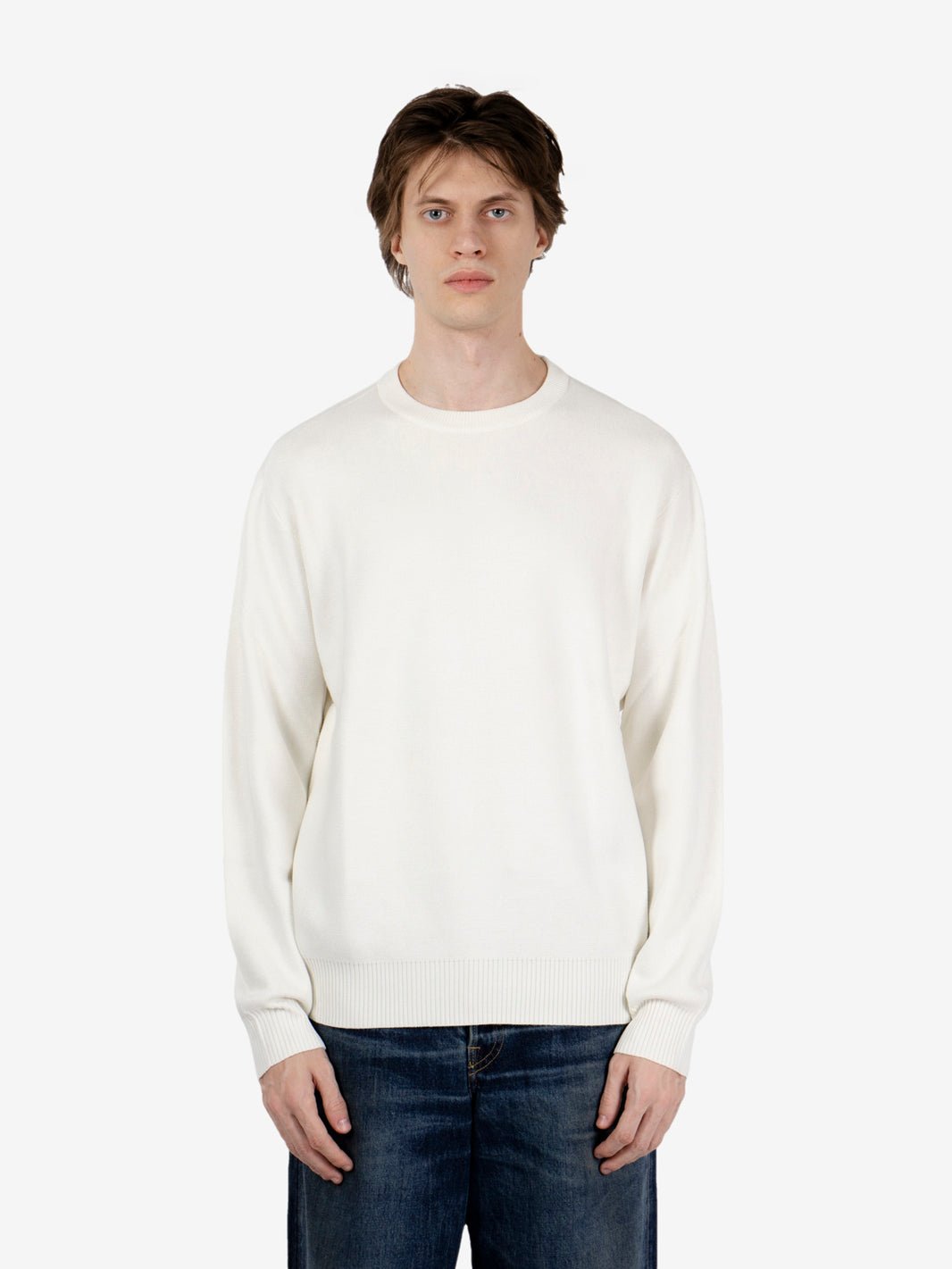 Maglia girocollo punto piquet ecru