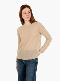 Gold rice stitch crewneck sweater