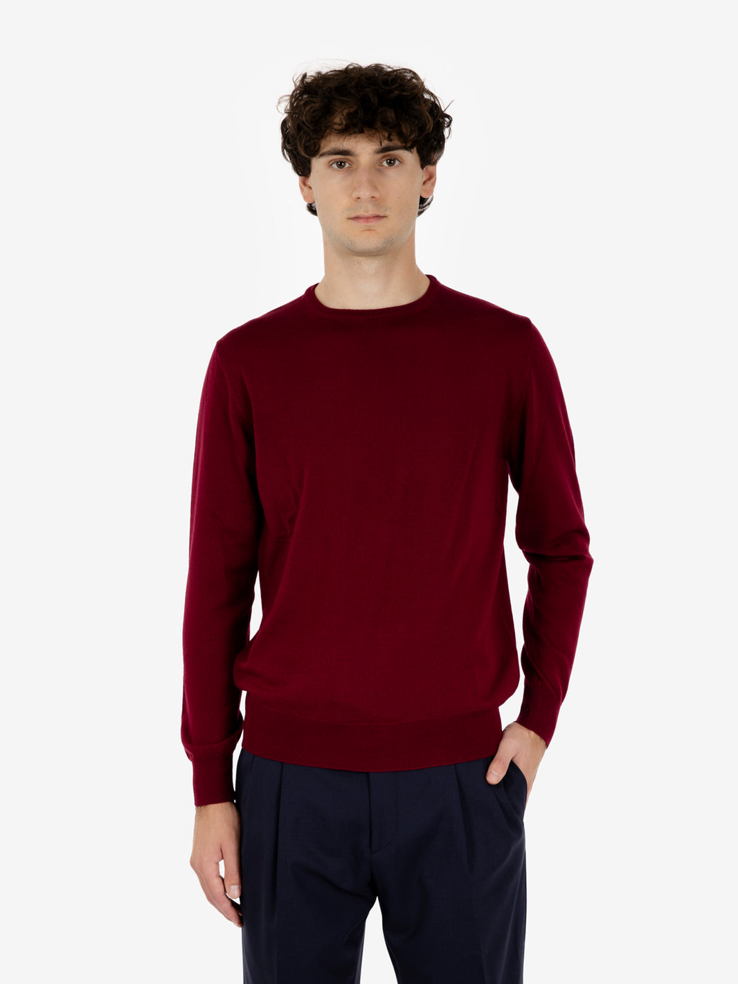 Maglia girocollo rasato bordeaux
