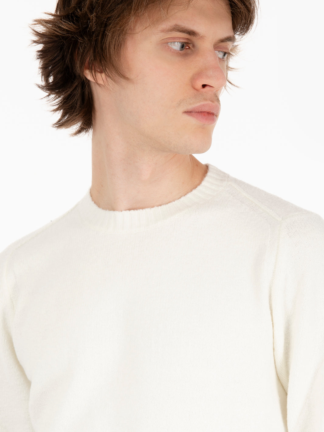 Maglia girocollo spandex ecrù