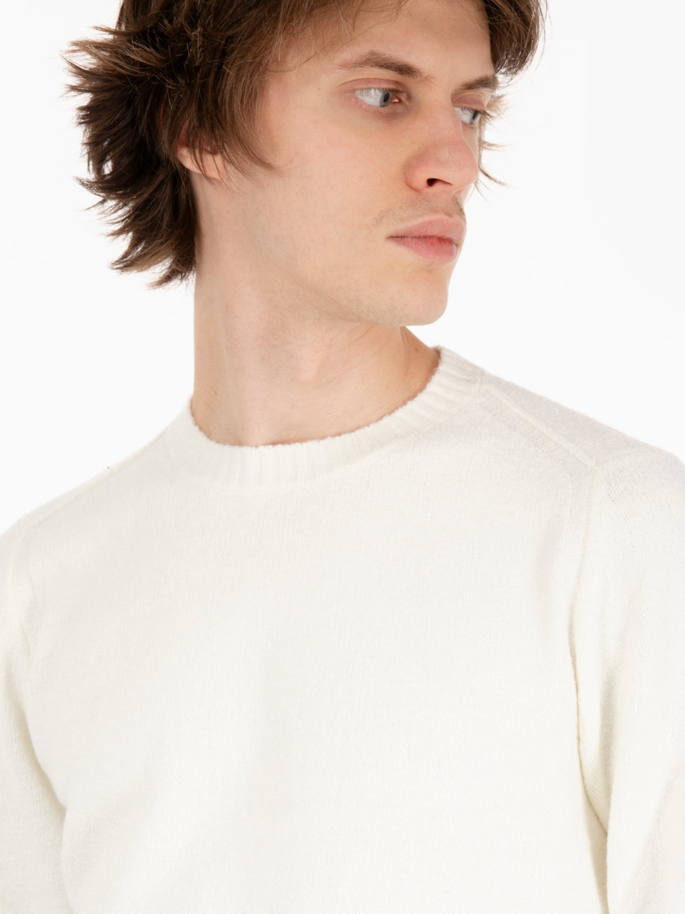 Maglia girocollo spandex ecrù