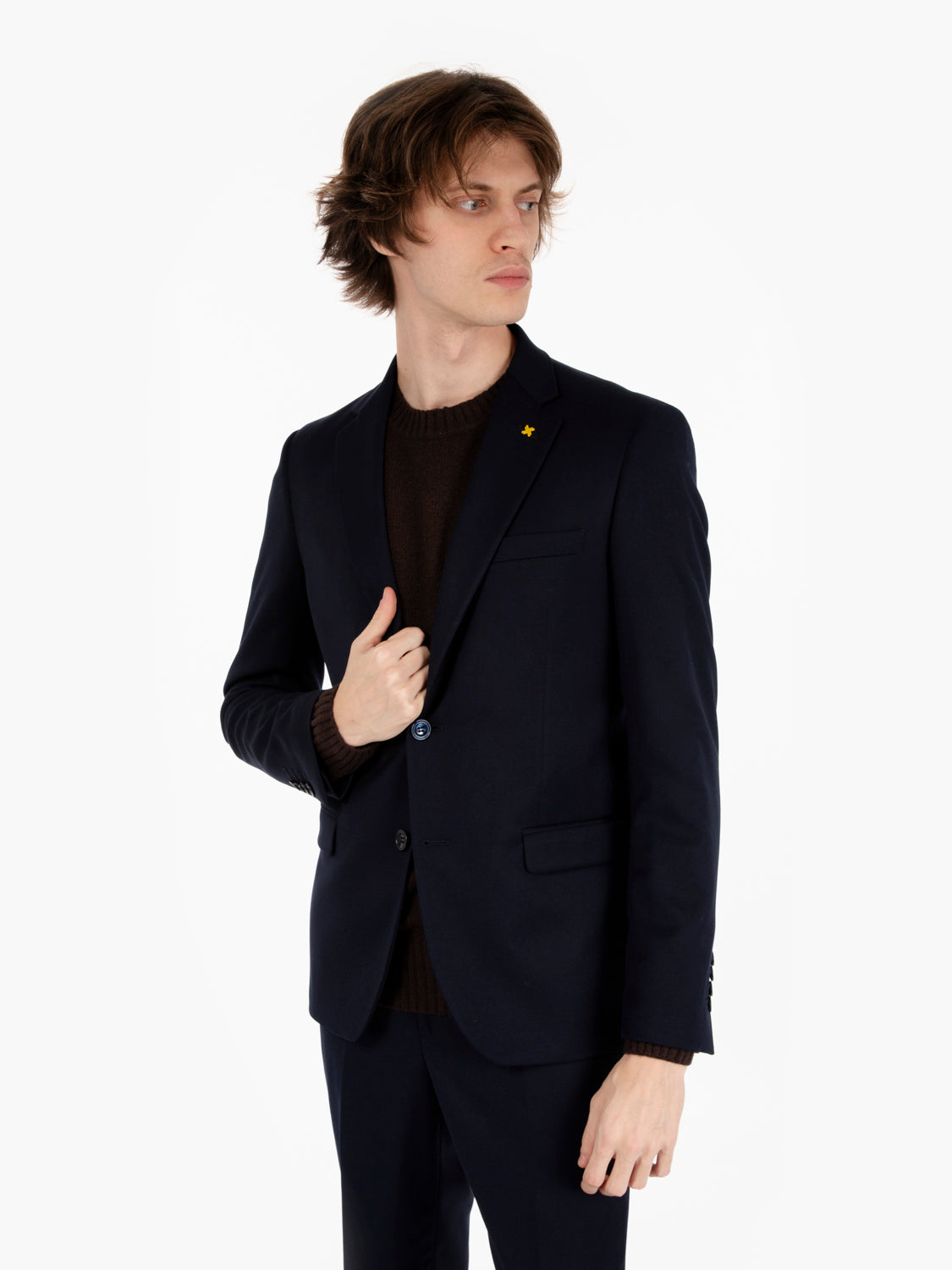 Abito slim in misto lana navy