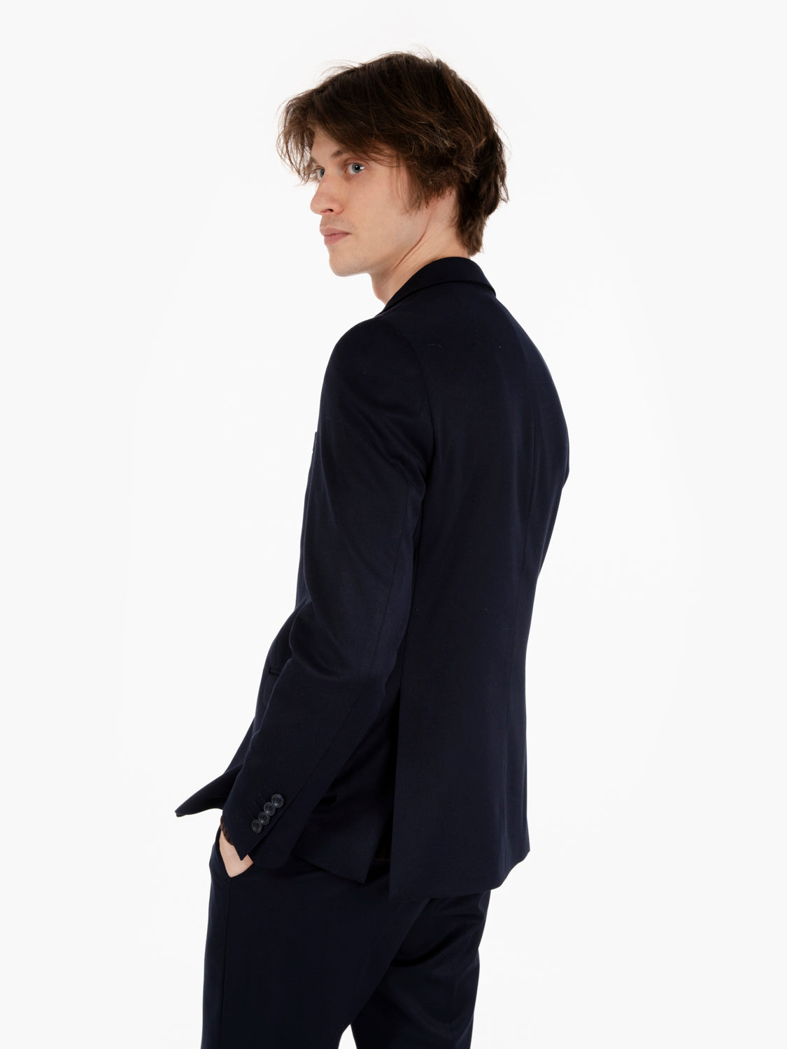 Abito slim in misto lana navy
