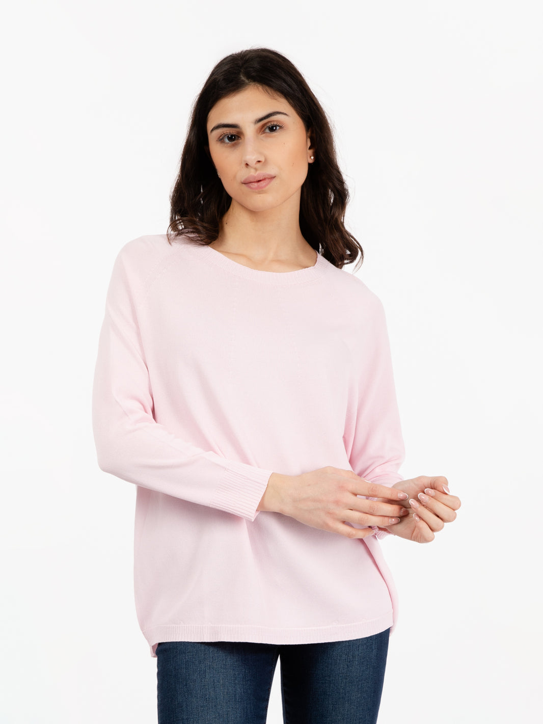 Maglia girocollo viscosa rosa