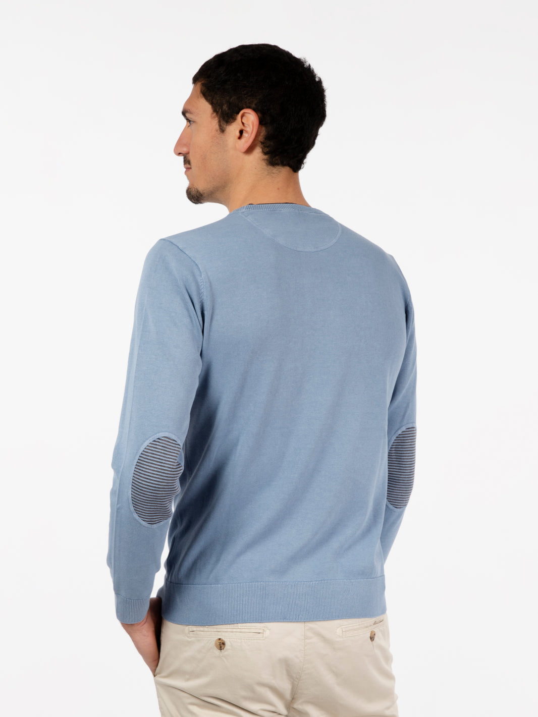 Maglia in cotone con toppe azzurro
