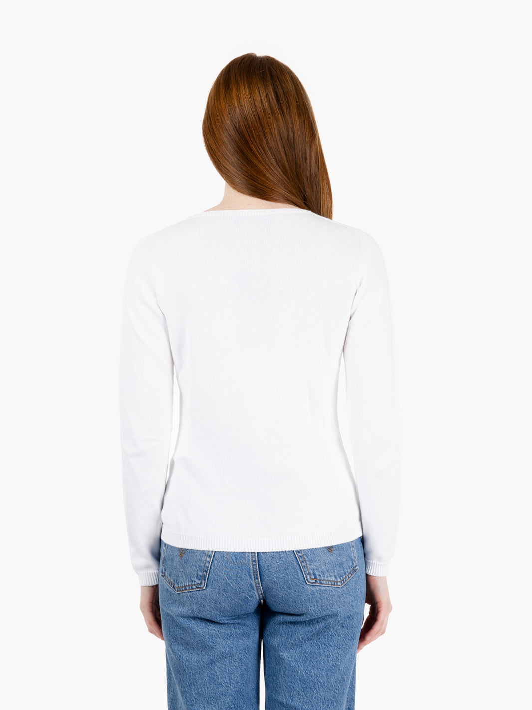 Maglia in cotone girocollo bianco