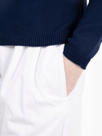 Navy blue crew neck cotton sweater