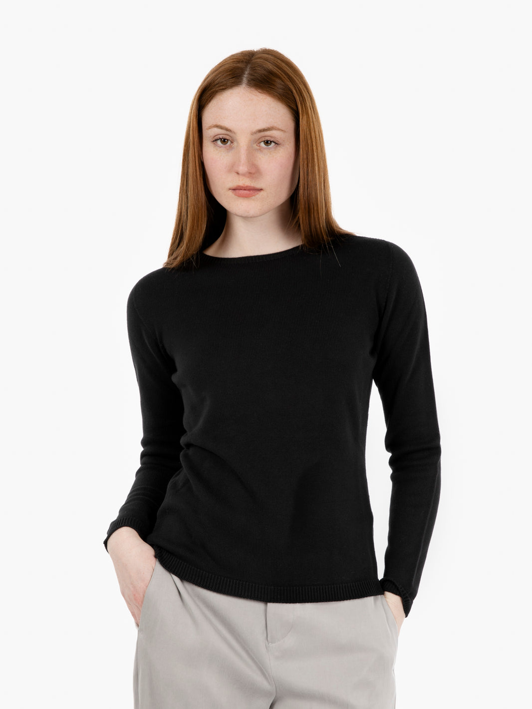 Maglia in cotone girocollo nero
