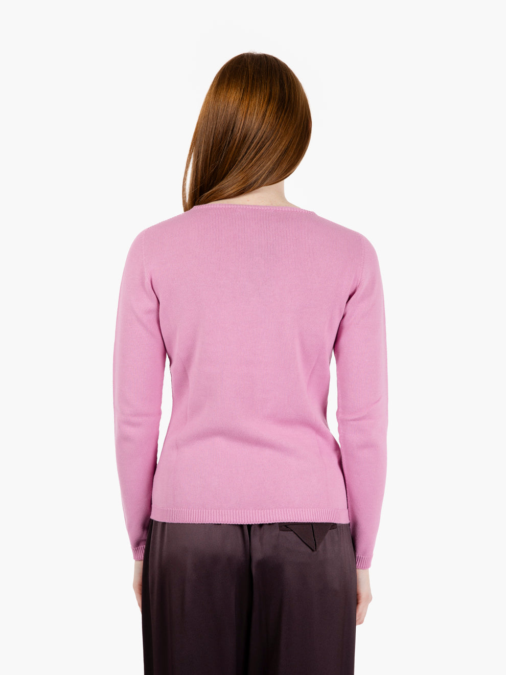 Maglia in cotone girocollo rosa