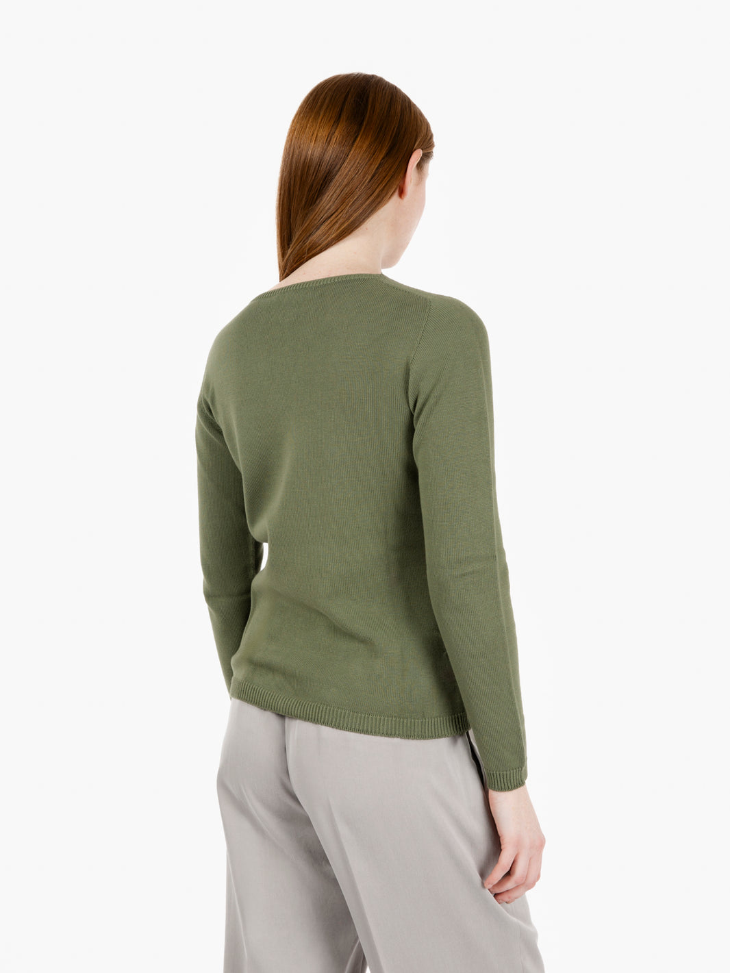 Maglia in cotone girocollo verde militare